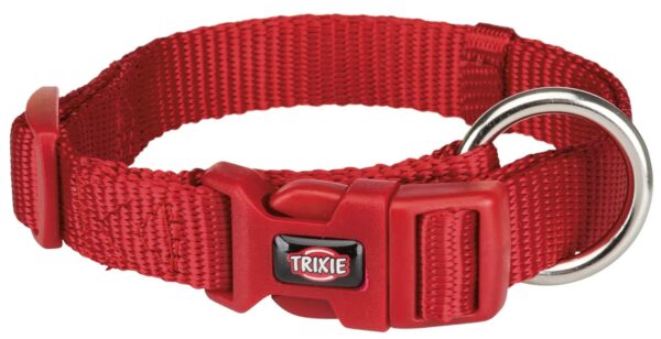 TRIXIE Nylon Premium Dog Collar Belt, Stylish Design, Adjustable Webbing Tape, Strain Relief, With Leash Connector, Neck Collar For Dogs, 35-55 Cm (M-L, Red)