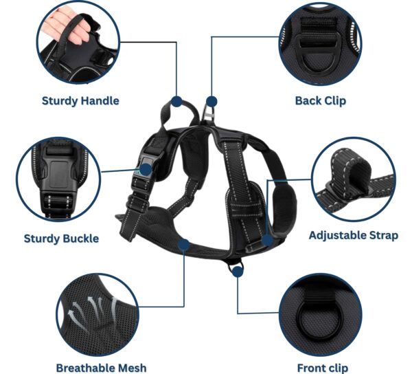71N3h0QITfL._SL1500_.jpg Dog Harness for Medium – Sized Dogs, Adjustable Reflective Dog Harness with Handle, Easy Control & Padded Comfort, for Walking, Training, Outdoor Use – Black