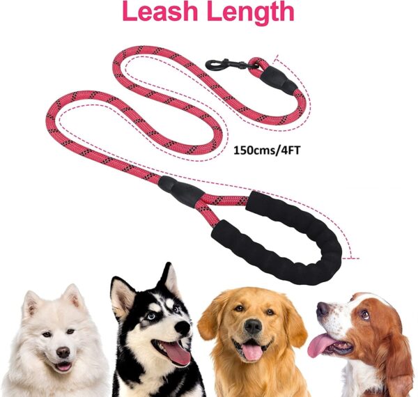 Petology Dog Leash 4FT Long, 1cm Thick Reflective Heavy Duty Rope with Anti-Slip Padded Handle for Small Dogs