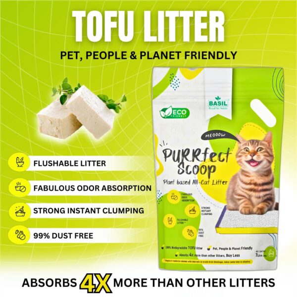 Purrfect Scoop Cat Litter 7Ltr | Plant-Based TOFU Cat Litter | 100% Natural, Biodegradable, Dust-Free | Fast Clumping, Odor Control, Flushable | Milk Scent