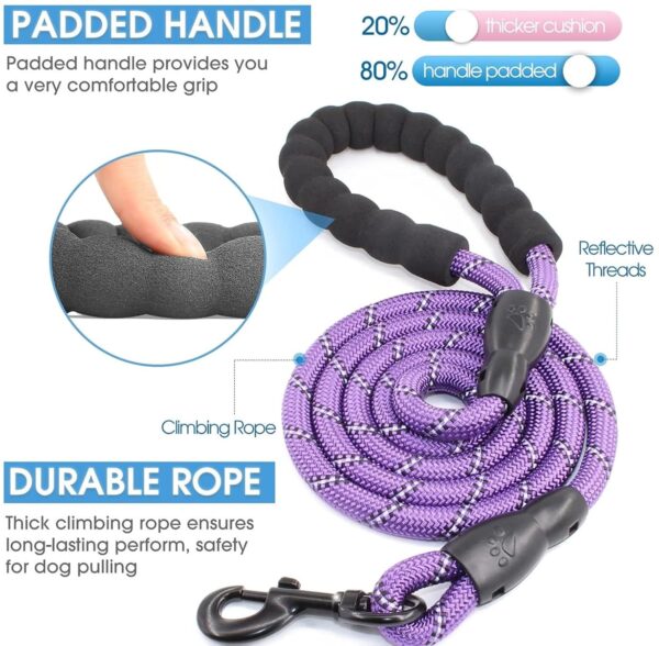 71O4g80k2qL._SL1500_.jpg Petology Dog Leash 4FT Long, 1cm Thick Reflective Heavy Duty Rope with Anti-Slip Padded Handle for Small Dogs