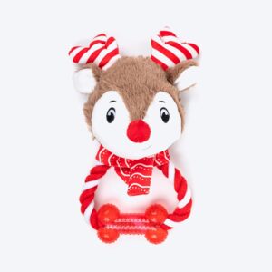 HUFT Dashing Reindeer Squeaky Dog Toy – Multicolor Plush Toy for Puppies & Adult Dogs | Interactive Chew, Tug & Play Toy | Fun, Durable, and Soft Pet Toy for Dogs