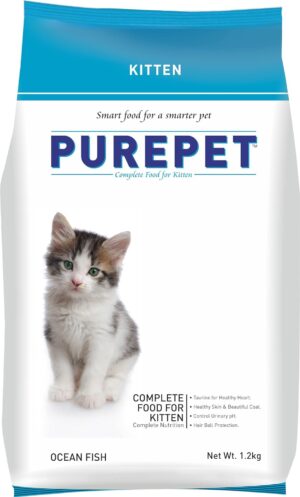 Purepet Kitten Dry Cat Food Ocean Fish Flavour, 1.2kg Pack Purepet Kitten Dry Cat Food Ocean Fish Flavour, 1.2kg Pack