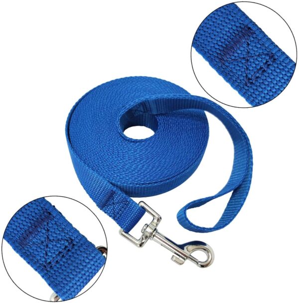 Nylon Dog Training Lead Dog Leash Long Leash15 Ft Long Leash for Dogs (1" Wide) (Blue, 15 Feet)