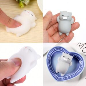 Kawaii Slow Rising Squishy Squeeze Mini Cat Toy, 2 Pieces-Multi Color