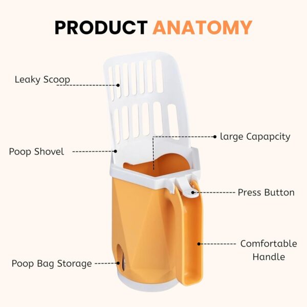 Foodie Puppies 2 in 1 Detachable Cat Litter Scoop - (LitterMug Scooper) with Garbage Bag Bin | Easy to Scoop, Comfortable Grip Handle, Cleaning Tool for Cat Sand and Waste Removal