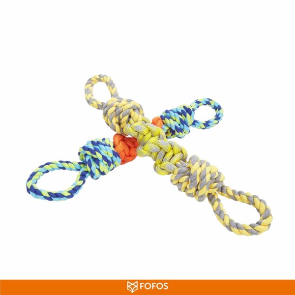 BarkButler x FOFOS Flossy Rope Toys for Dogs - Dog Chew Toy, Dog Toys for Large Dogs (10-30kgs) - Yellow & Grey