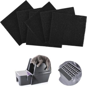 6 Pcs Activated Charcoal Filter for Hooded Litter Box, Carbon Odor Control for Cat Litter Tray, Charcoal Filter for Cat Litter Deodorizer