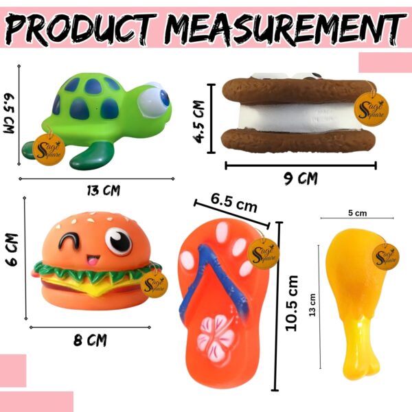 71PrKNW4UoL._SL1500_.jpg Sage Square Premium Squeaky Toy Set of 5 for Dogs - Durable, Chewable, Rubber Toys, Multiple Fun Shapes & Colors for Interactive Play, Teething Relief, Keeps Entertained, Happy (Combo No. 7)