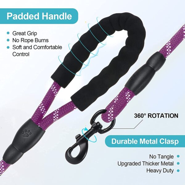 71Q2PX-czQS._SL1500_.jpg Petology Dog Leash 4FT Long, 1cm Thick Reflective Heavy Duty Rope with Anti-Slip Padded Handle for Small Dogs