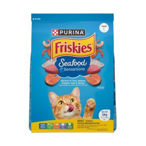 Purina Friskies Seafood Sensations Adult Dry Cat Food, 6kg, Contains Purina Friskies Seafood Sensations Adult Dry Cat Food, 6kg, Contains Tuna, Salmon, Snapper, Crab & Shrimp Flavours