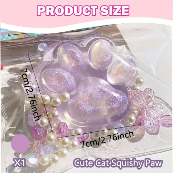 Squishy Toy, Cat Paw Squishy with Pearl Butterfly Accessories, Animals Stress Relief Taba Squishy Paw, Cute Animals Stress Relieving Fidget Toy for Adults Boys Girls Birthday Party Gifts (Purple)