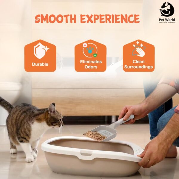 PET WORLD Cat Litter Scooper| Small Scoop Size | Easy and Convenient to Use | for Quick & Hygienic Waste Removal | Effortless Clean-Up| Highly Durable Cat Poop Scooper | White |