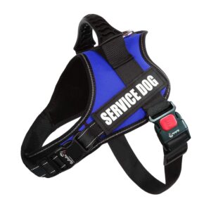 Lulala Service Dog Harness, Large Medium Small Dog No-Pull Reflective Lulala Service Dog Harness, Large Medium Small Dog No-Pull Reflective Vest,Breathable Adjustable Pet Harness with Piastic Handle for Outdoor Walking -with On Off Locker(Blue L)