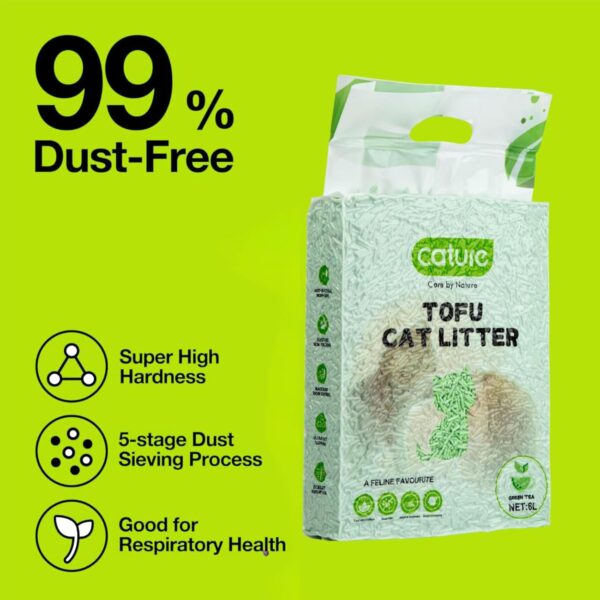 Cature Care by Nature Tofu Cat Litter Natural Flushable Clumping Litter Plant Based Biodegradable Ultra Odour Control 99% Dust Free Low Tracking Cat Litter (Green Tea, 6L, Pack6)