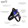 Lulala Service Dog Harness, Large Medium Small Dog No-Pull Reflective Vest,Breathable Adjustable Pet Harness with Piastic Handle for Outdoor Walking -with On Off Locker(Blue L)