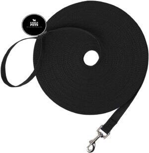 50Ft Nylon Dog Training Lead Dog Leash Long Leash for Dogs. (Black, 50 Feet)