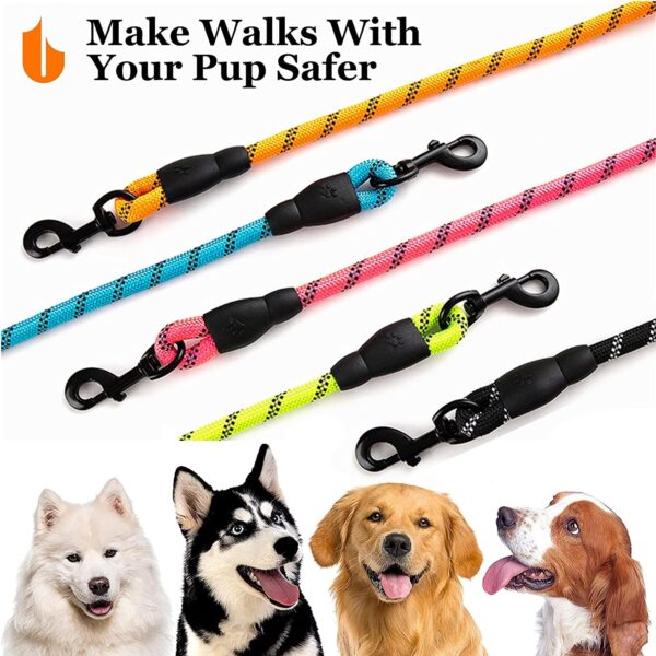Petology Dog Leash 4FT Long, 1cm Thick Reflective Heavy Duty Rope with Anti-Slip Padded Handle for Small Dogs
