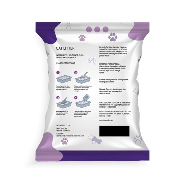 Cat Litter Lavender | Advanced Clumping Scented and Sand | Perfect for Cats (Pack of 1, 5Kg)