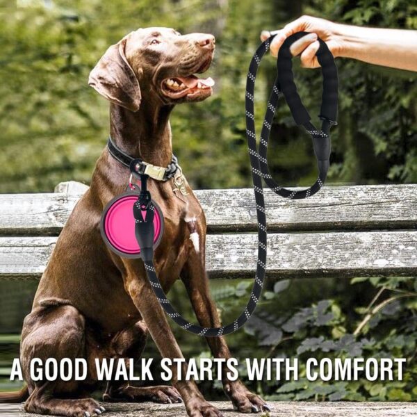 Boltz Heavy Duty Nylon Night Reflective Leash 5 Feet, ½ Inch Thick Reflective Training Rope for Small, Medium and Large Dogs, Strong and Durable Padded Handle & Night Reflective Leash (5 Feet, Black)