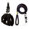 Dog Belt Combo of Nylon Fur Padded Dog Harness with Black Dog Lead Specially for Medium Breeds Dog Harness (Pack of 1)