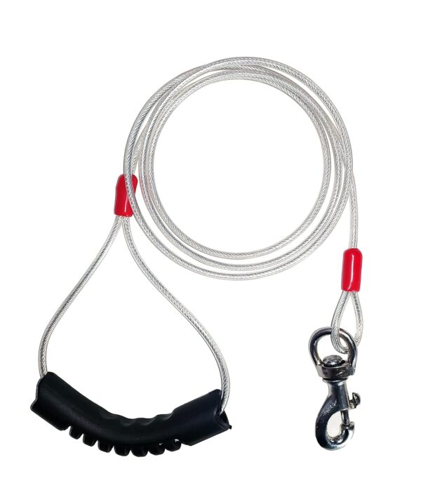 Patch & Marshall Dog Leash Indestructible/Chew Proof Leash For Dogs Patch & Marshall Dog Leash Indestructible/Chew Proof Leash For Dogs - 5Ft - Heavy Hook - Grip Handle - Silver - 1Pc - 152.4 Cm
