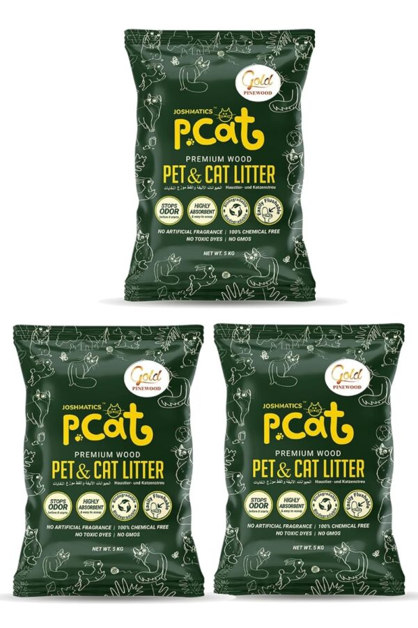 JOSHMATIC'S PCAT Premium Pinewood Cat Litter | 100% Natural, Flushable & Biodegradable | Superior Odor Control | Dust-Free | Eco-Friendly & Compostable Wood Pellets Cats & Small Pet (14.1KG/24L)