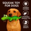 What's Poppin Crocodile Squeaky Dog Toy for Chewing, Fetch & Interactive Play | Textured Pet Toy for Dogs & Puppies | Built-in Squeaker, Gum Massage & Dental Care | Fun Alligator Chew Toy for Pets