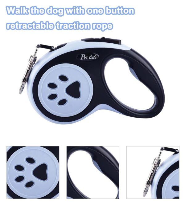 Dog Leash, Pet Products, Dog Chain, Pet Retractable Dog Leash, Anti-Slip Handle One Button Lock & Release, Cat & Dog Rope - Small, Medium, Large (Blue, 5m)