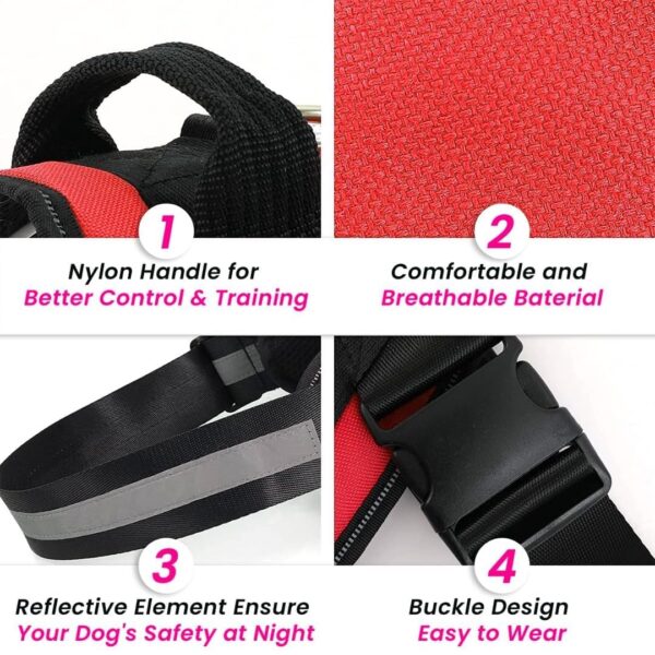 Berlin's Police K9 Dog Harness with Leash, Dog Vest with Handle, Reflective Adjustable No-Pull Harness for Dogs Heavy Duty Nylon, for Training, Patrol, Hiking (Red, XL (36Kg Above))