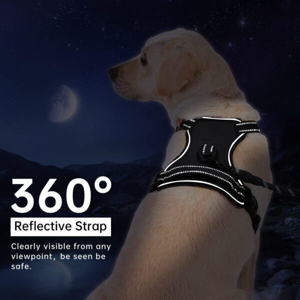 Lyrovo Adjustable No-Pull Dog Harness with Leash Set for Small, Medium & Large Dogs – Reflective, Breathable, Comfortable Vest Harness for Training & Walking (Black, L (23-35Kg))