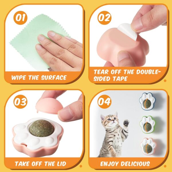 71T9Aknd3PL._SL1500_.jpg Dog Trust Catnip Balls Edible Catnip Ball for 1PCS Cats Kitten Toy Rotatable Mint Ball Kitten Chew Treats for Teeth Cleaning Biting Dental Care Safe Healthy Lick Toy (Paw)