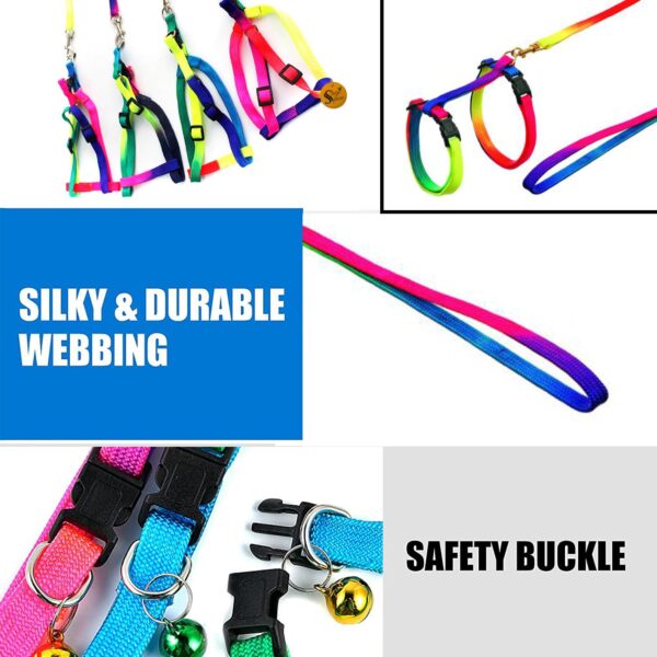Sage Square Dog Colourfull Harness Leash Set Adjustable Heavy Duty No Pull Halter Harnesses for Small Breed Dogs Back Clip Anti-Twist Perfect for Walking (Multicoloured)