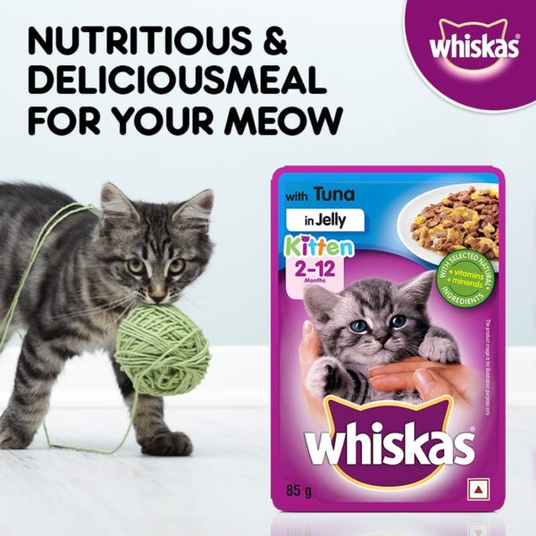 Whiskas Kitten (2-12 Months) Wet Cat Food, Tuna in Jelly Flavour, 96 x 85 g Pouches