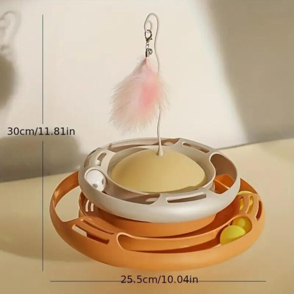 Foodie Puppies Interactive Tower Track Roller for Cats and Kittens (Frenzy Tower Toy) | Feather Bell Teaser & Colorful Balls | Turntable Puzzle Toy for Mental and Physical Exercise (Color May Vary)