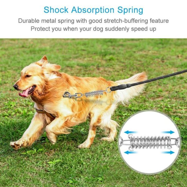 The Pets Company Heavy Duty Rope Dog Leash with Spring for Shock Absorption, 54" Length, Red