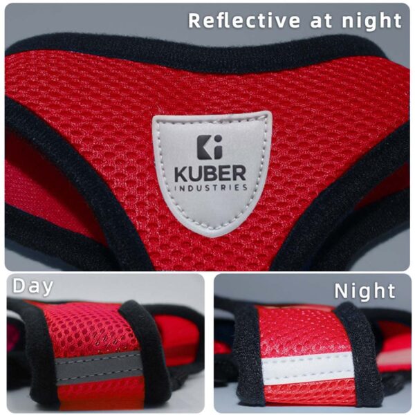Kuber Industries 1 to 3 Months Small Dog/Cat Chest Harness with Nylon Leash I No Pull, Soft Padded and Breathable Pet Vest I Adjustable, Reflective I Easy Control Pet Chest Belt I (XX-Small,Red)