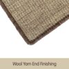 Mats Avenue Cat Litter Box and Tray Mat Natural Sisal Hand Made Beige Color with Wool Yarn End Finishing (45x75 CM)