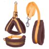 Dog Fur Harness, Collar & Leash Combo Set, Adjustable Size | for 36-45 Kilogram Dogs (XL, Orange-Brown)
