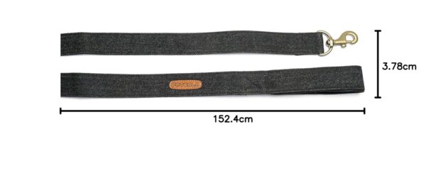 PetWale Dog Leash with Padded Handle | Suited for Walking, Running, Training & More | Black Denim Fabric | Easy to Clean & Maintain | Durable & Sturdy | L: 5 feet, W: 1.5 inches