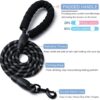 Heavy Duty Dog Leash 5ft with Padded Handle & Reflective Rope for All Dog, Durable Climbing Rope Leash with Strong Metal Clasp for Night Walking, Running, Hiking, Training (Black, 5 FT)