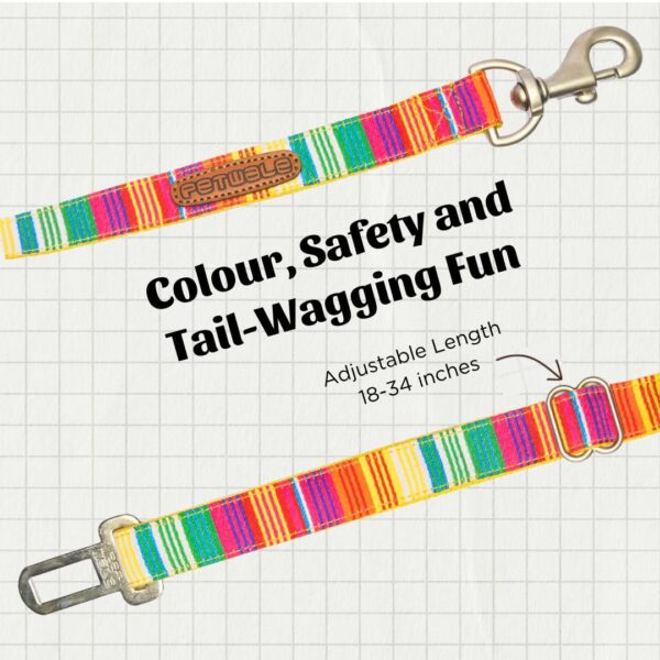 PetWale Colourful Stripes Dog Cat Car Seat Belt | Safe Travel Companion | Built to Last | Adjustable Length Long Lasting | Easy to Hook & Comfortable to Use