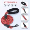 Petology Dog Leash 5FT Long, ½ Inch Thick Reflective Heavy Duty Rope with Anti-Slip Padded Handle for Small & Medium Dogs (Red, 5 Feet - Small & Medium Dogs)