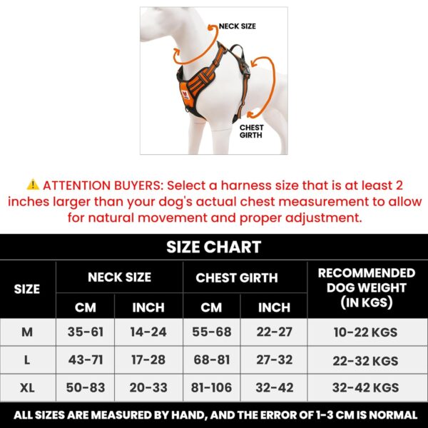 71WBCXZOvhL._SL1500_.jpg Wooflix Heavy Duty Reflective Dog Harness for Large Sized Breed Dogs – No Pull, No Choke Harness for Dog with Adjustable Chest Belt with Soft Padded Handle | Orange – Size: Large (22kg to 32kg Dog)