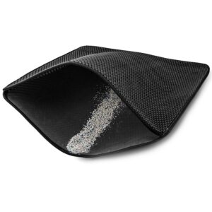 Cat Litter Mat 12x12 Inch – Double Layer Open Edge Design, Waterproof & Urine Proof, EVA Material, Durable and Washable Litter Trapping Mat (Black)