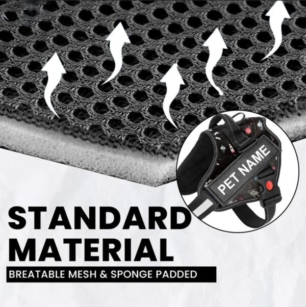 71Wdq8-7hTL._SL1068_.jpg SUBAKA Customized Dog Harness with Personalized Pet Name Patches | No-Pull Camouflage Dog Vest | Reflective Straps | Adjustable Fit | Matching Leash Included (Printed Black, Medium (13-20 kgs))