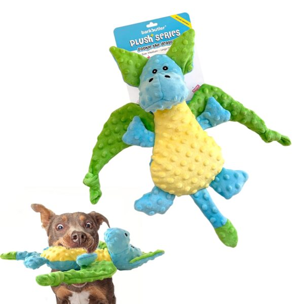 BarkButler Pookie The Dragon Plush Dog Toy - Soft & BarkButler Pookie The Dragon Plush Dog Toy - Soft & Squeaky Toys for Dogs, Dog Toys for Large Dogs (10-30kgs) - Blue