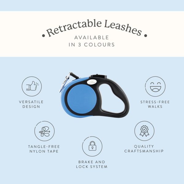 71XHO7zS9bL._SL1500_.jpg Retractable Dog Leash for Walking, Jogging, Training | One Button Brake with Premium Handgrip Suitable for Dogs up to 20Kgs, 5m Long (Blue)