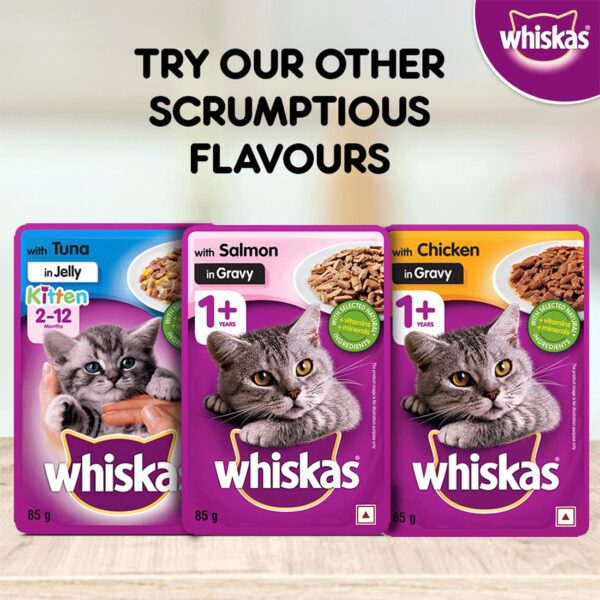 71XM4FrZlL._SL1100_.jpg Whiskas Adult (+1 Year) Wet Cat Food, Tuna In Jelly, 24 Pouches (24 X 85G) & Chicken In Gravy, 24 Pouches (24 X 85G), 1 Count