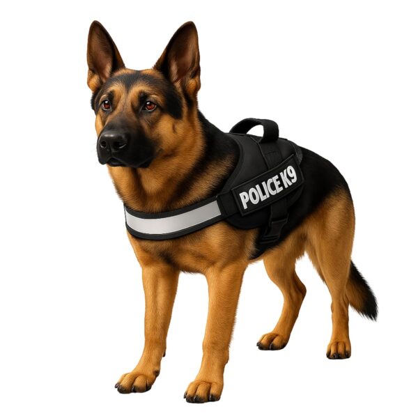 Buraq Pets Police K9 Dog Harness, No Pull Reflective Dog Buraq Pets Police K9 Dog Harness, No Pull Reflective Dog Vest Oxford Fabric, Soft Padded Easy Control Dog Chest Belt, No More Pulling Or Choking for Large Medium & Small Dogs (Black - XXL)